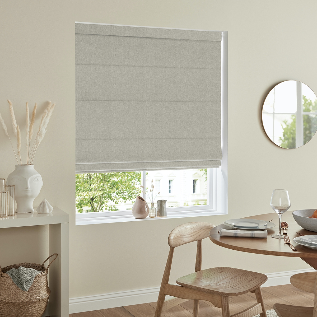 Product photograph of Ruben Oatmeal Roman Blind from Choice Furniture Superstore.